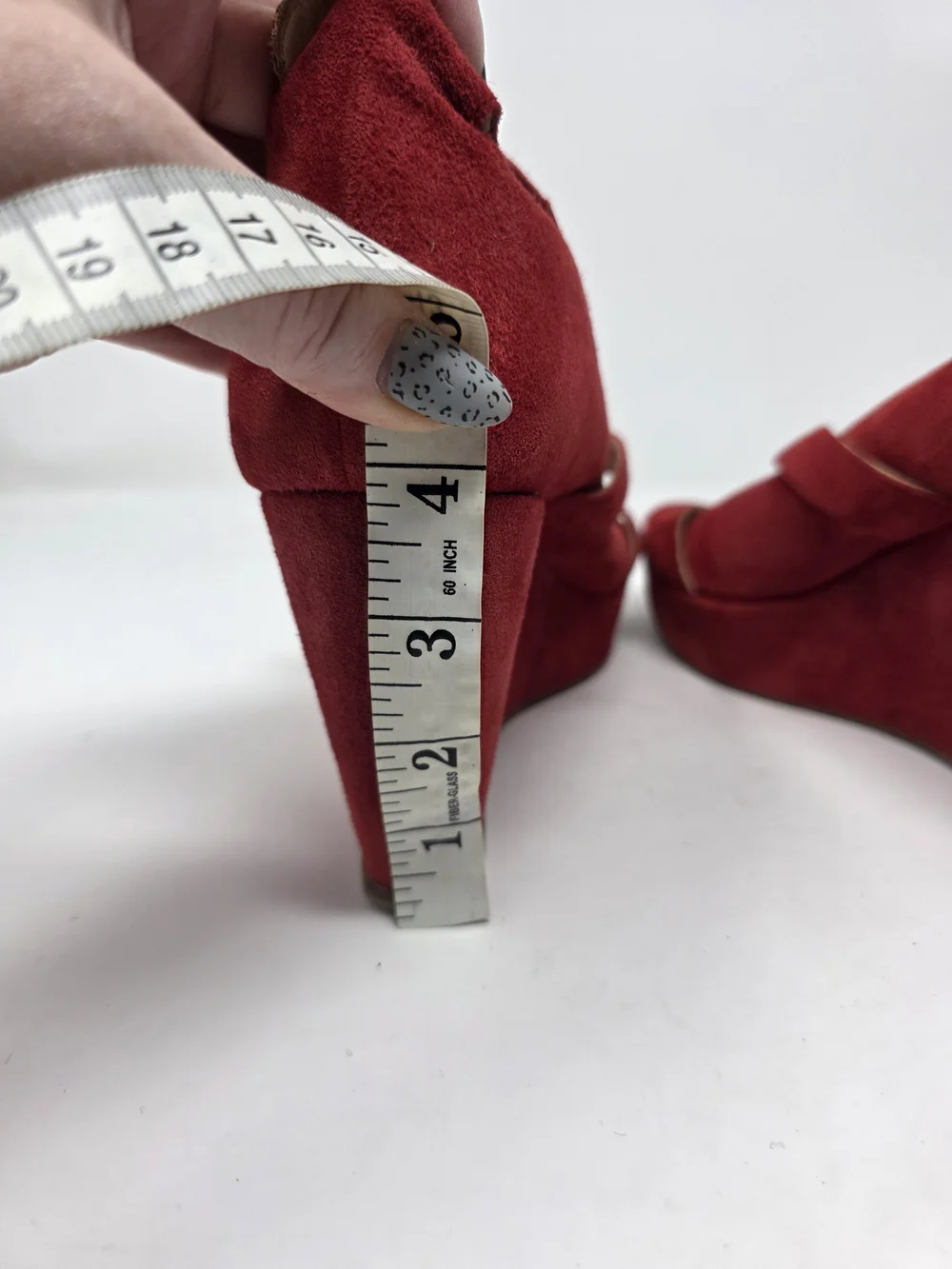 COS Red Suede Strappy Platform Wedge Sandals Size 39